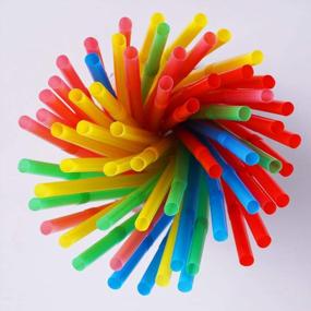 img 1 attached to 500 Colorful Flexible Plastic Drinking Straws - 0.23" Diameter And 7.7" Length, Disposable