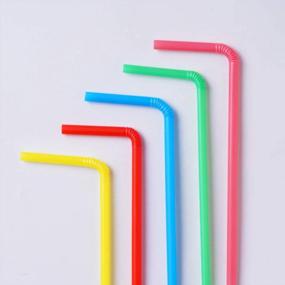 img 2 attached to 500 Colorful Flexible Plastic Drinking Straws - 0.23" Diameter And 7.7" Length, Disposable