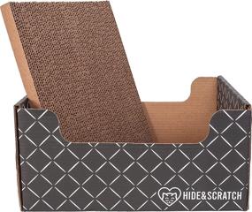 img 1 attached to 🐱 Hiding & Scratching Bliss: Premium Refillable Cardboard Cat Scratcher Box for Endless Fun