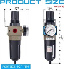 img 3 attached to NANPU 1/2" NPT Compressed Air Filter Regulator, 5 Micron Brass Element, 0-150 Psi Gauge, Manual Drain, Metal Bracket