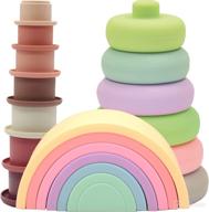 👶 quokka baby toys: teething montessori toys for infants 0-6 months and babies 6-12 months- stacking cups, rainbow rings, silicone blocks - sensory toy for toddlers 1-3 years логотип