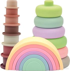 img 4 attached to 👶 QUOKKA Baby Toys: Teething Montessori Toys for Infants 0-6 Months and Babies 6-12 Months- Stacking Cups, Rainbow Rings, Silicone Blocks - Sensory Toy for Toddlers 1-3 Years