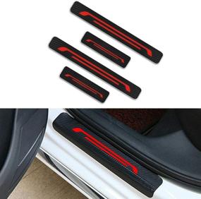 img 2 attached to For Toyota Aygo Avensis Camry C-HR Corolla Car Door Sill Sticker Carbon Fibre Reflective Sticker Car Door Sill Decoration Scuff Plate Sticker Set Scratch Protector 4Pcs Red