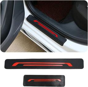 img 4 attached to For Toyota Aygo Avensis Camry C-HR Corolla Car Door Sill Sticker Carbon Fibre Reflective Sticker Car Door Sill Decoration Scuff Plate Sticker Set Scratch Protector 4Pcs Red