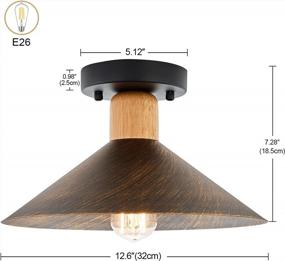 img 2 attached to Rustic Farmhouse Semi Flush Mount Ceiling Light With Wood Accent - Perfect For Hallways, Bathrooms, Living Rooms, Porches, And Foyers