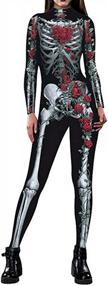 img 4 attached to Women'S Halloween Skeleton Costume - Funny Bodysuit Skinny Jumpsuit With Long Sleeves By Idgreatim