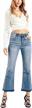 women's floral embroidered high-rise bell bottom flare jeans with broad feet and long denim pants from chartou logo