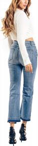 img 3 attached to Women'S Floral Embroidered High-Rise Bell Bottom Flare Jeans With Broad Feet And Long Denim Pants From CHARTOU