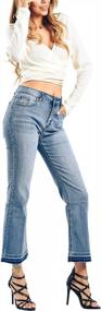 img 2 attached to Women'S Floral Embroidered High-Rise Bell Bottom Flare Jeans With Broad Feet And Long Denim Pants From CHARTOU