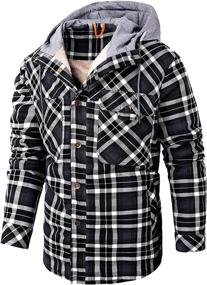 img 4 attached to Chouyatou Winter Corduroy Flannel Plaid Green Men's Clothing ~ Shirts