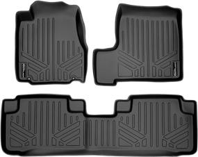 img 4 attached to Custom Fit Floor Mats 2 Row Liner Set in Black for Honda CR-V 2007-2011 by SMARTLINER