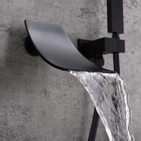 img 2 attached to KunMai Chrome/Black Wall-Mount Tub Filler Modern Waterfall Faucet With Handshower