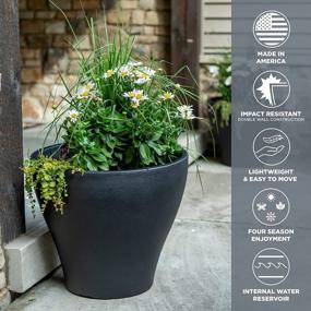 img 3 attached to Large Onyx Black Outdoor And Indoor Flower Pot Set With Water Reservoir - Step2 Fernway Planter - Ideal For Garden, Patio, Deck, Entryway - 20 Inches - Pack Of 2