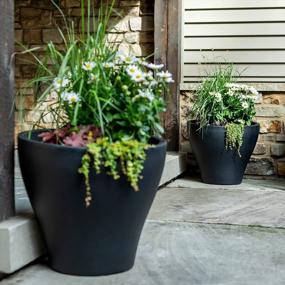 img 2 attached to Large Onyx Black Outdoor And Indoor Flower Pot Set With Water Reservoir - Step2 Fernway Planter - Ideal For Garden, Patio, Deck, Entryway - 20 Inches - Pack Of 2