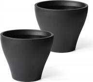 large onyx black outdoor and indoor flower pot set with water reservoir - step2 fernway planter - ideal for garden, patio, deck, entryway - 20 inches - pack of 2 logo