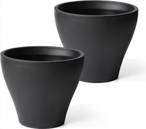 img 4 attached to Large Onyx Black Outdoor And Indoor Flower Pot Set With Water Reservoir - Step2 Fernway Planter - Ideal For Garden, Patio, Deck, Entryway - 20 Inches - Pack Of 2
