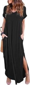 img 4 attached to Women'S Casual Summer Maxi Dress With Short Sleeves, V Neckline, And Pockets - Perfect For The Beach And Everyday Wear!