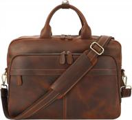 full grain leather briefcase for men - jack&chris handmade business travel messenger bag 15.6 inch laptop bag логотип