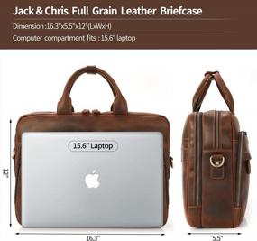 img 3 attached to Full Grain Leather Briefcase For Men - Jack&Chris Handmade Business Travel Messenger Bag 15.6 Inch Laptop Bag