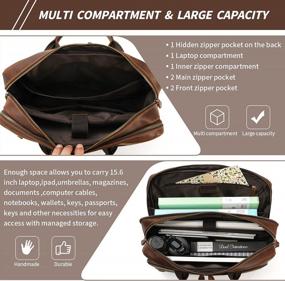 img 2 attached to Full Grain Leather Briefcase For Men - Jack&Chris Handmade Business Travel Messenger Bag 15.6 Inch Laptop Bag