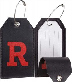 img 4 attached to Leather Luggage Tag Set - Casmonal Initial Travel Bag Tags Fully Bendable (1 Pcs)