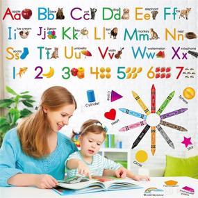 img 1 attached to 🔤 Alphabet Wall Decals Stickers Set - ABC Animal Learning Decals with Numbers, Colors, Shapes, and More, Perfect for Classroom, Kids Playroom, and Bedroom Decor