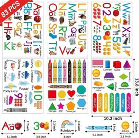 img 3 attached to 🔤 Alphabet Wall Decals Stickers Set - ABC Animal Learning Decals with Numbers, Colors, Shapes, and More, Perfect for Classroom, Kids Playroom, and Bedroom Decor