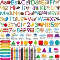 🔤 alphabet wall decals stickers set - abc animal learning decals with numbers, colors, shapes, and more, perfect for classroom, kids playroom, and bedroom decor логотип