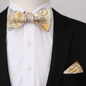 img 2 attached to Paisley Perfection: HISDERN Men'S Bow Tie & Pocket Square Set For Formal Occasions