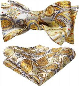 img 4 attached to Paisley Perfection: HISDERN Men'S Bow Tie & Pocket Square Set For Formal Occasions