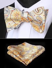 img 3 attached to Paisley Perfection: HISDERN Men'S Bow Tie & Pocket Square Set For Formal Occasions