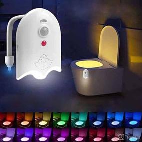 img 1 attached to 🚽 SnomYrs Toilet Night Light with Motion Sensor: 16 Color Changing LEDs for Fun Bathroom Lighting, Men, Dads, Kids, Toddlers - Toilet Bowl Seat Add-on