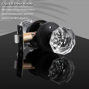img 3 attached to Gobrico Matte Black Crystal Glass Door Knob - Elegant Octagonal Design With Rosette For Bedroom And Bathroom - Lockable Interior Knob - 1 Pack