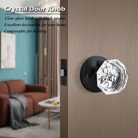 img 1 attached to Gobrico Matte Black Crystal Glass Door Knob - Elegant Octagonal Design With Rosette For Bedroom And Bathroom - Lockable Interior Knob - 1 Pack
