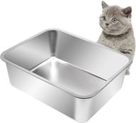 efficient and hassle-free: kichwit stainless steel litter box - non stick, smooth surface, easy to clean logo