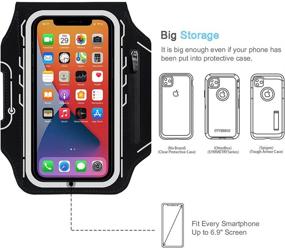 img 2 attached to 🏋️ JEMACHE Gym Workouts Running Phone Arm Band for iPhone 13 Pro Max, 12 Pro Max, 11 Pro Max, Xs Max, 13, 12 with Airpods Holder - Black, iPhone 13 Pro Max Armband