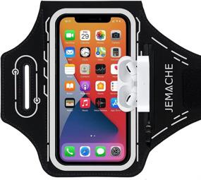 img 4 attached to 🏋️ JEMACHE Gym Workouts Running Phone Arm Band for iPhone 13 Pro Max, 12 Pro Max, 11 Pro Max, Xs Max, 13, 12 with Airpods Holder - Black, iPhone 13 Pro Max Armband