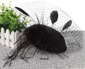 img 2 attached to Fascinator Hat For Women - Mesh Pillbox With Feathers Hair Clip And Headband - Perfect For Tea Party, Wedding, And 20S/50S Themes - ACTLATI Headwear