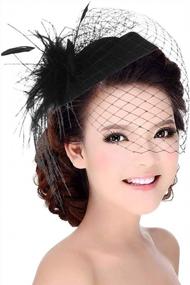 img 4 attached to Fascinator Hat For Women - Mesh Pillbox With Feathers Hair Clip And Headband - Perfect For Tea Party, Wedding, And 20S/50S Themes - ACTLATI Headwear