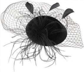 img 3 attached to Fascinator Hat For Women - Mesh Pillbox With Feathers Hair Clip And Headband - Perfect For Tea Party, Wedding, And 20S/50S Themes - ACTLATI Headwear