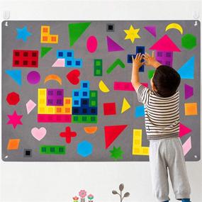 img 4 attached to WATINC 64 Piece Felt Board Story Set For Preschoolers - Colorful Montessori Teaching Aid Kit With Tangram Shapes, Flannel Wall Hanging, And Interactive Play - Perfect Gift For Toddlers
