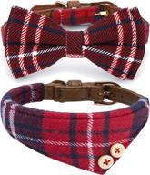 🍓 strawberryec cute bowtie / bandana style collar: perfect for small dogs and cats - 2pcs-bow+bandana logo