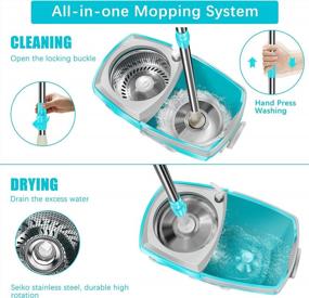 img 2 attached to Efficient Cleaning Made Easy: Spin Mop And Bucket With Wringer Set For Sparkling Floors - 6 Refills And 61" Extended Handle Included