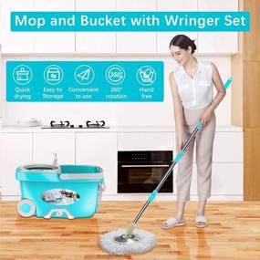 img 3 attached to Efficient Cleaning Made Easy: Spin Mop And Bucket With Wringer Set For Sparkling Floors - 6 Refills And 61" Extended Handle Included