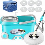 efficient cleaning made easy: spin mop and bucket with wringer set for sparkling floors - 6 refills and 61" extended handle included логотип