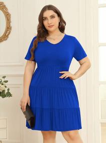 img 1 attached to Flowy Tiered Midi Dresses For Plus Size Women: Casual Short-Sleeved Summer Dresses By POSESHE