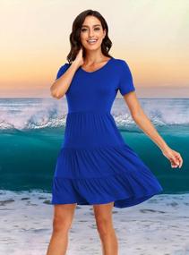 img 2 attached to Flowy Tiered Midi Dresses For Plus Size Women: Casual Short-Sleeved Summer Dresses By POSESHE