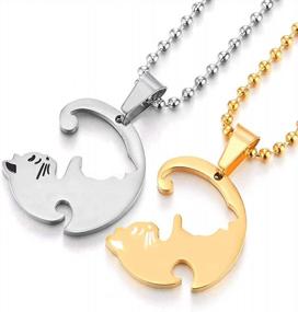 img 2 attached to Stay Feline Fabulous Together With COOLSTEELANDBEYOND'S Matching Kitty Cat Friendship Pendant Necklace For Lovers Or Friends