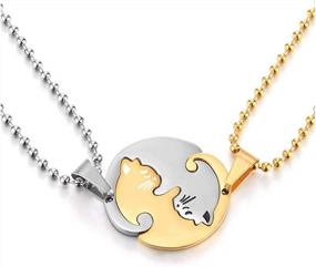 img 4 attached to Stay Feline Fabulous Together With COOLSTEELANDBEYOND'S Matching Kitty Cat Friendship Pendant Necklace For Lovers Or Friends