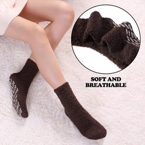 img 1 attached to Non Slip Slipper Socks Women Winter Warm Cozy Fuzzy Soft Fluffy Hospital Grips